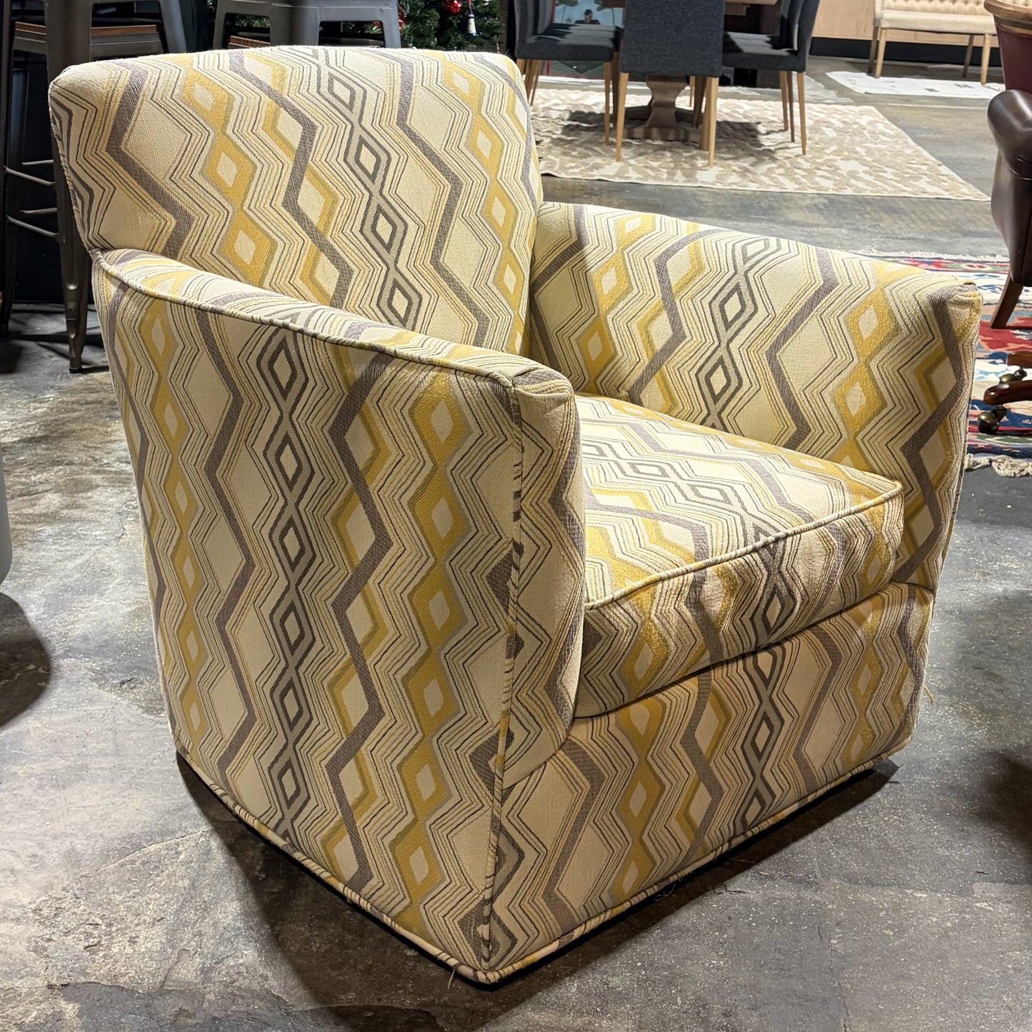 Grayson Swivel Chair, Yellow and Gray, 32"W x 34"D x 33"H