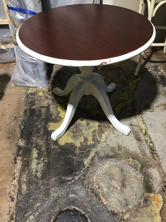 Painted Chippy White Dining Table 35" dia x 30" H