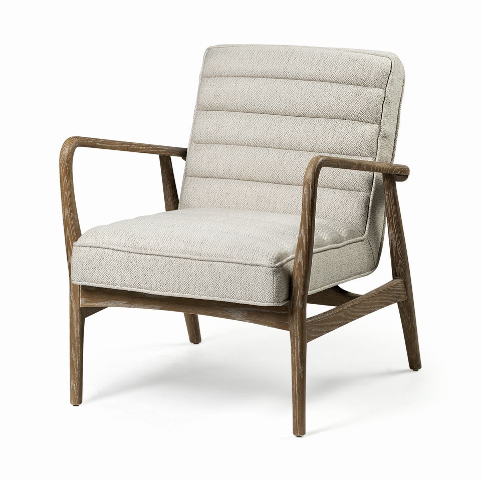 NEW Mercana Ajax II, cream/wood frame, 27"L x 28"W x 30.5"H