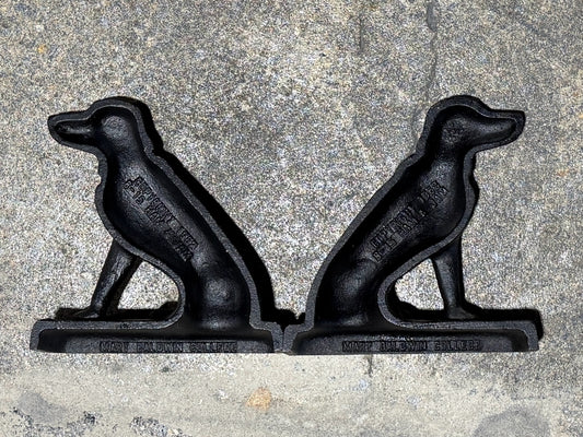 VTG Mary Baldwin "Ham & Jam" cast iron bookends, 7"W x 2"D x 7"H