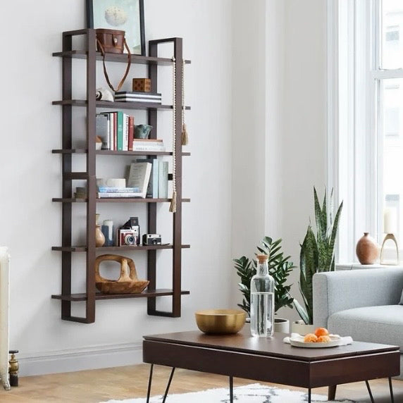 The Index Wall Shelf, Set of 2 in Walnut, 32" W x 10" D x 64" H