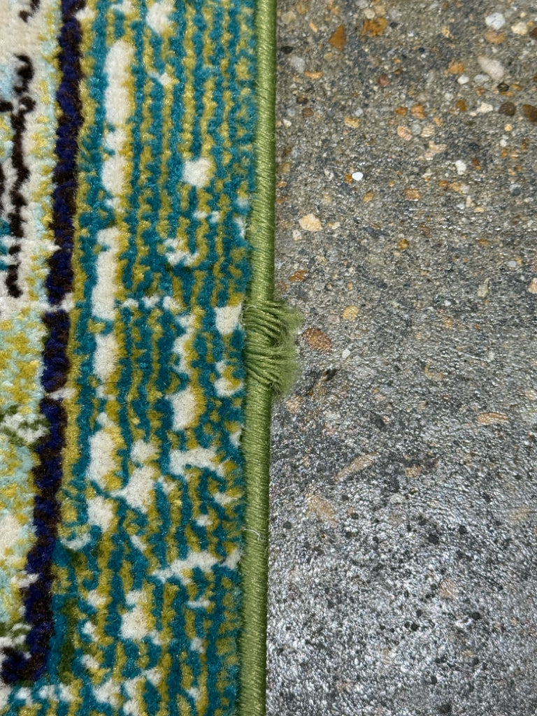 Arlo Home Woven Area Rug, Green/Light Blue/Orange, 10' X 14'