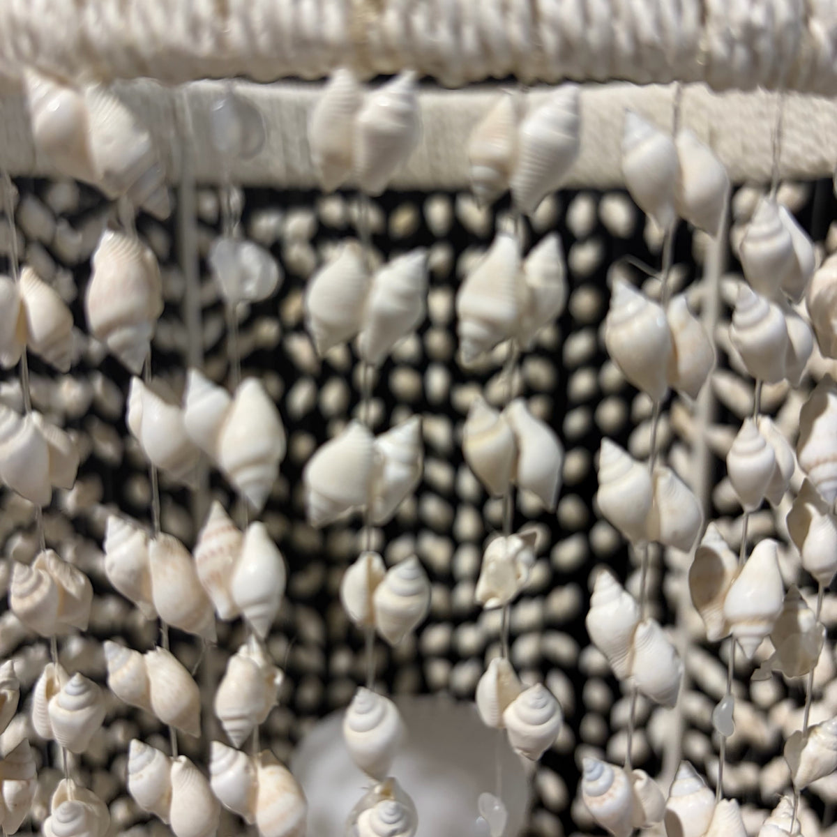 White Beaded Shell Table Lamp 14"H x 9.5"Dia