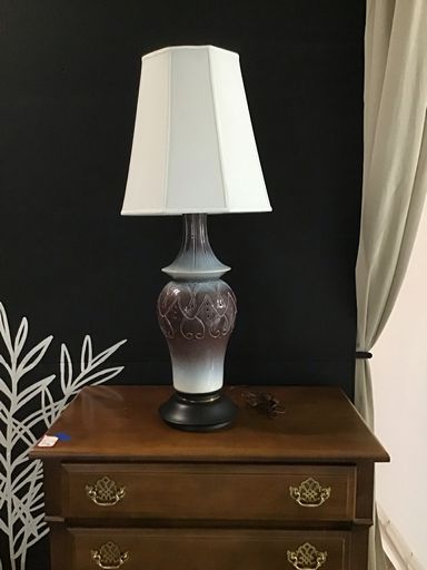 MCM Gray & Aubergine Lamp 15"Wx37"H