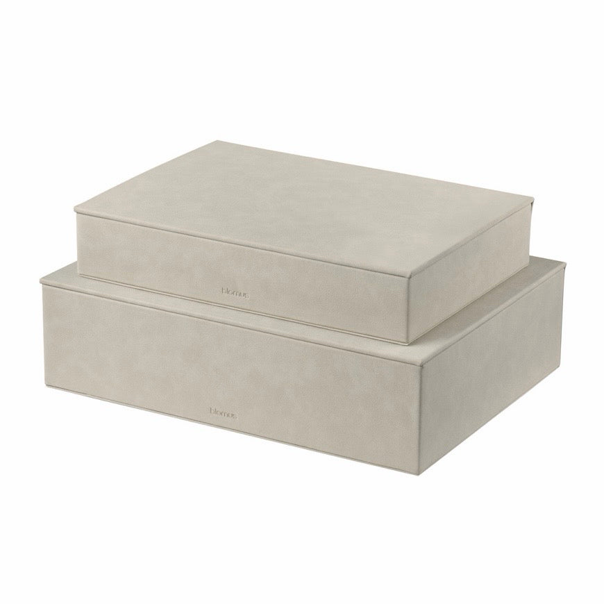 Sahla Faux Suede Storage Box (Set of 2), Nomad, 15.8"W x 11.8"D x 4.3"H
