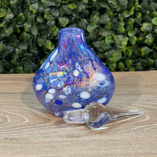 Signed Handblown Glass Perfume Bottle, 5"H x 3"W x 1.5"D