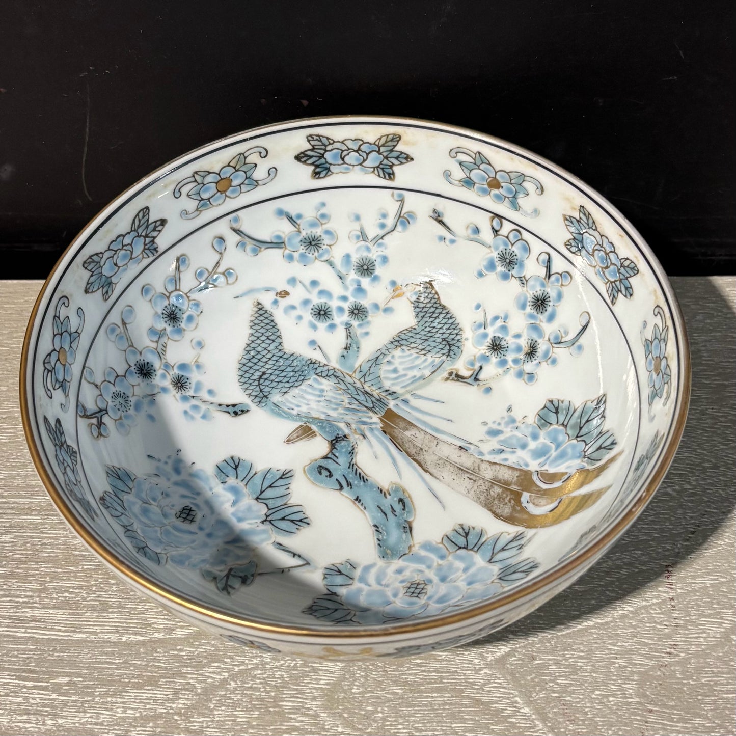 Gold Imari Blue/White Bowl 3" H x 7.25" D