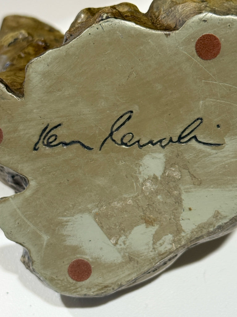 Ken Memoli cast stone fox sculpture, 6"H x 4"L