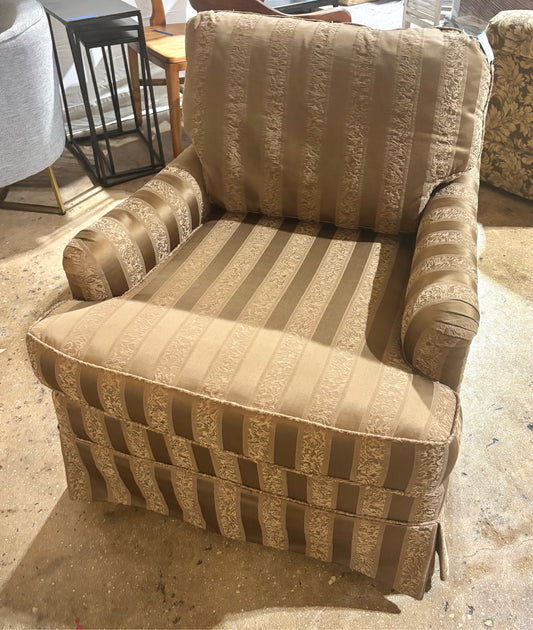 Brown Striped Club Chair, 34" L x 32.75" W x 32" H