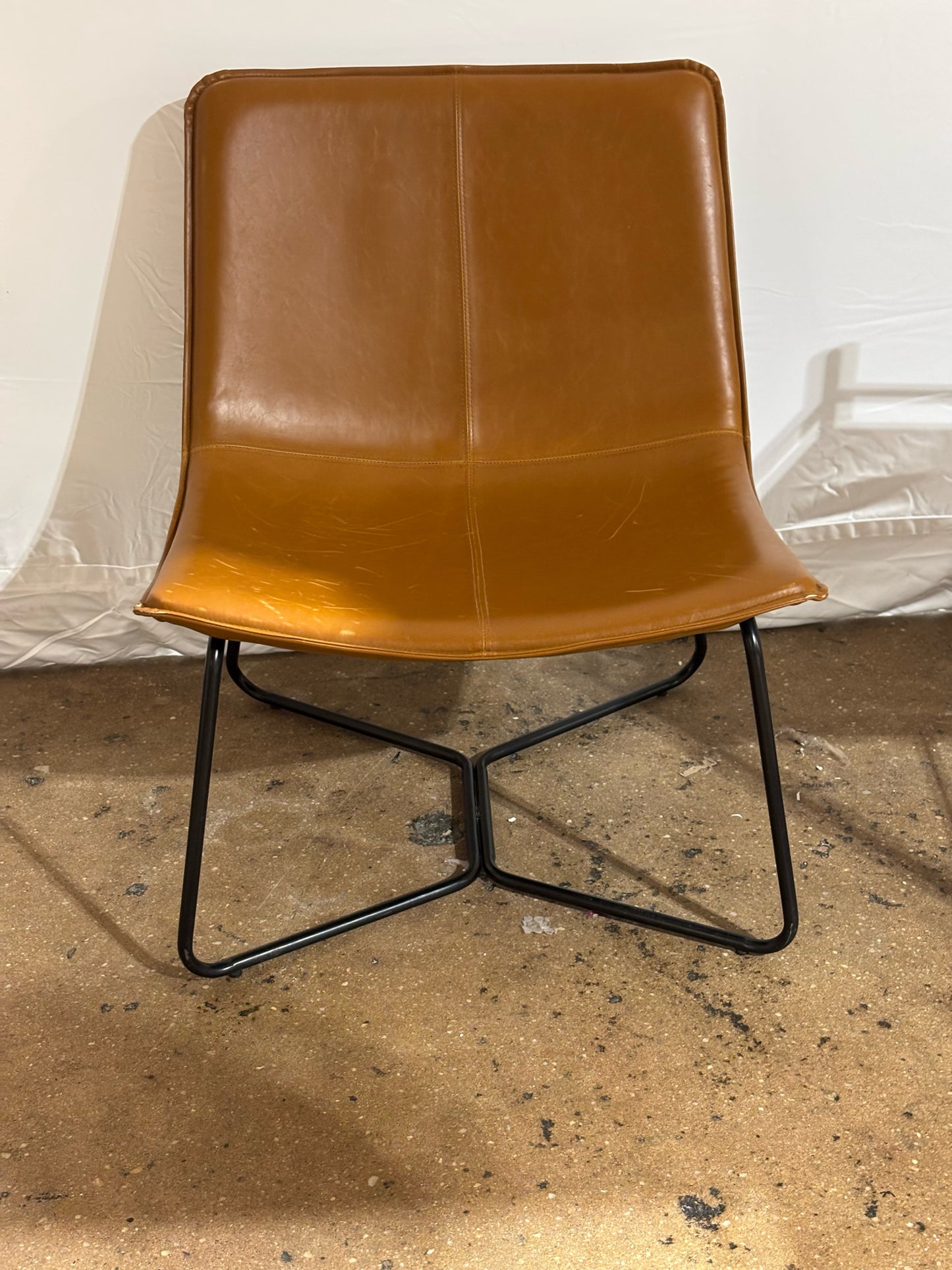 West Elm Slope Leather Lounge Chair 30.5" H x 25" W x 24" D