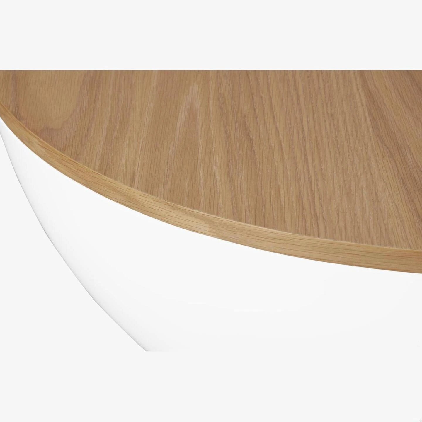 Feather Geary Storage Coffee Table, Oak & White, 35.75" Dia x 15.5" H