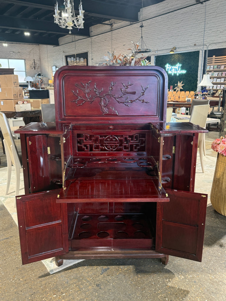 VTG Asian  Rosewood Flip Top Dry Bar, 36" W x 20" D x 42" H