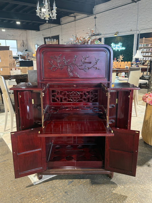 VTG Asian  Rosewood Flip Top Dry Bar, 36" W x 20" D x 42" H