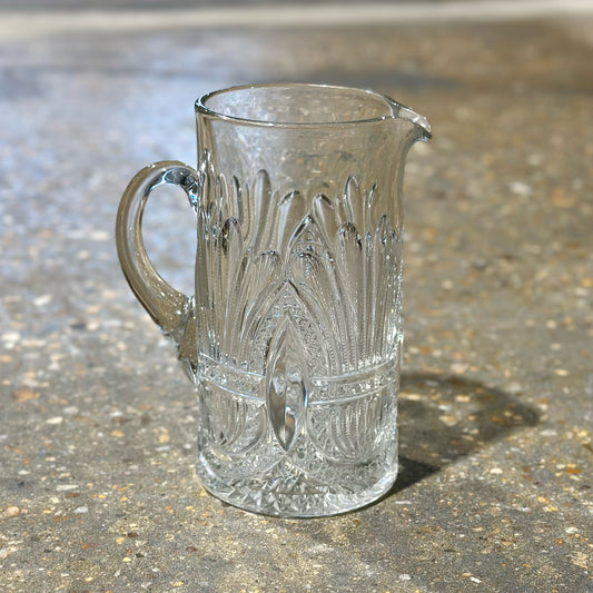 American Brilliant Cut Glass Pitcher, Antique, 7" L x 4.5" W x 9" H
