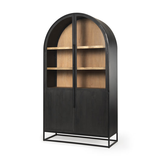 Mercana Sloan Wood Arch Cabinet w/ Metal Frame, Black, 47.5"W x 18.5"D x 85.5"H