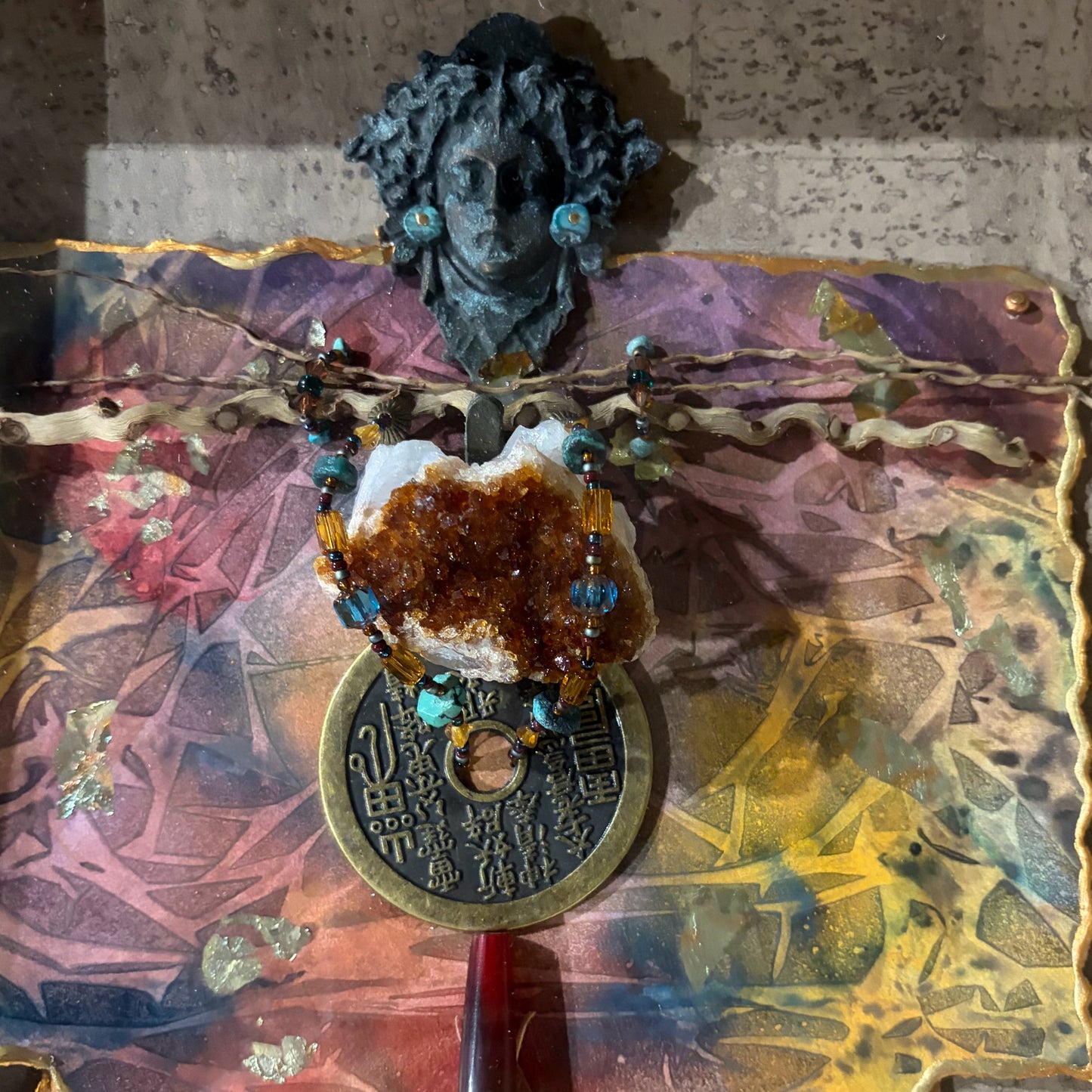 Mixed Media Kimono Signed, 17.5"W x 21.5"H x 2"D