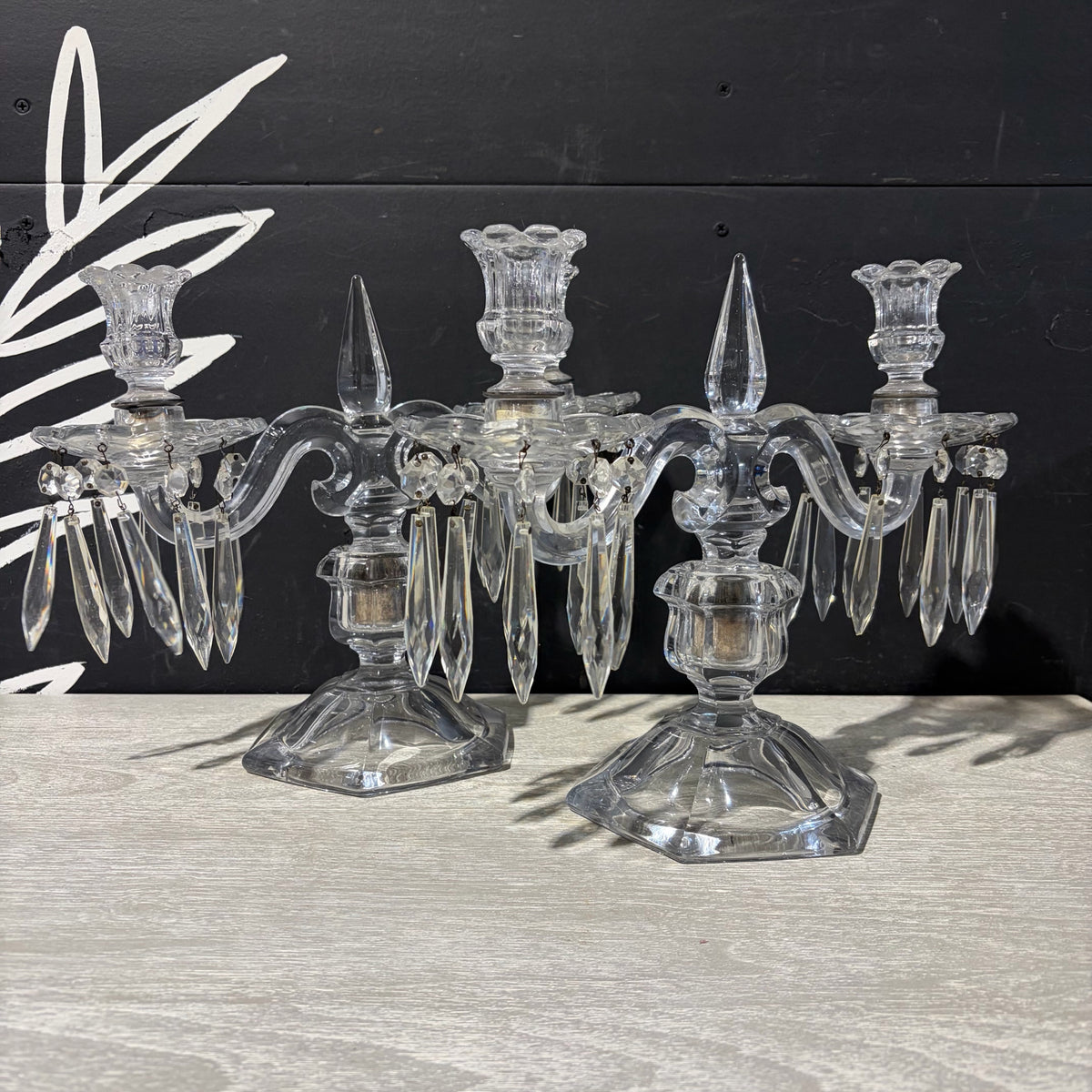 Pair Old Wmsburg Candelabra by  Heisey, ea 11"H x 13"W x 6"D
