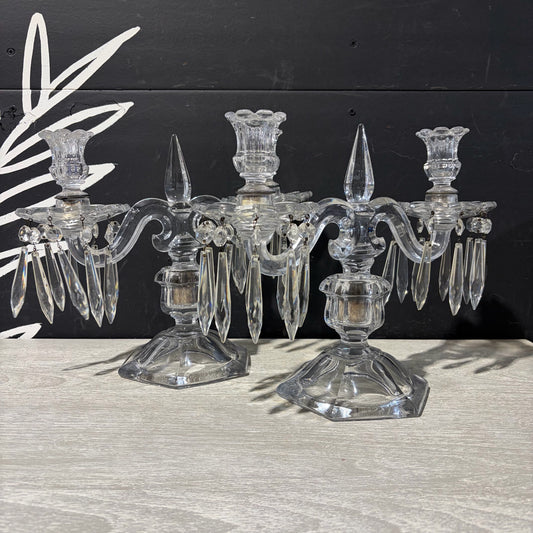 Pair Old Wmsburg Candelabra by  Heisey, ea 11"H x 13"W x 6"D