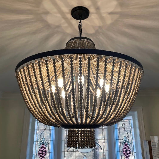 8 Light 1 Tier Beaded Empire Chandelier, 30"W x 30"D x 31.75"H