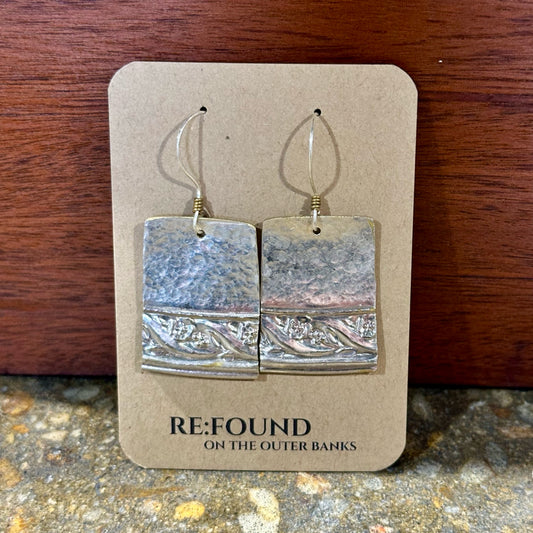 Silverplate over brass hammered/roses earrrings