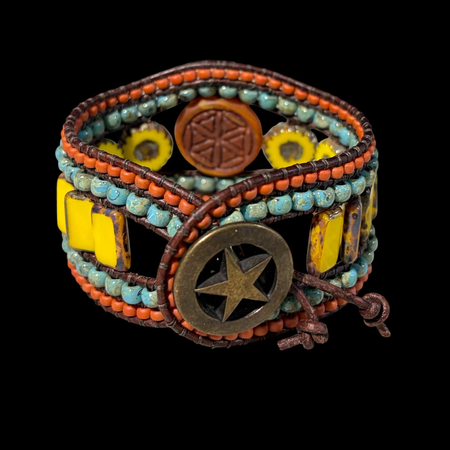 Bohemian Picasso Beaded Cuff  by Carrie Prince
