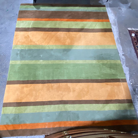 Orange/Green/Brown Striped Rug 8' x 10'