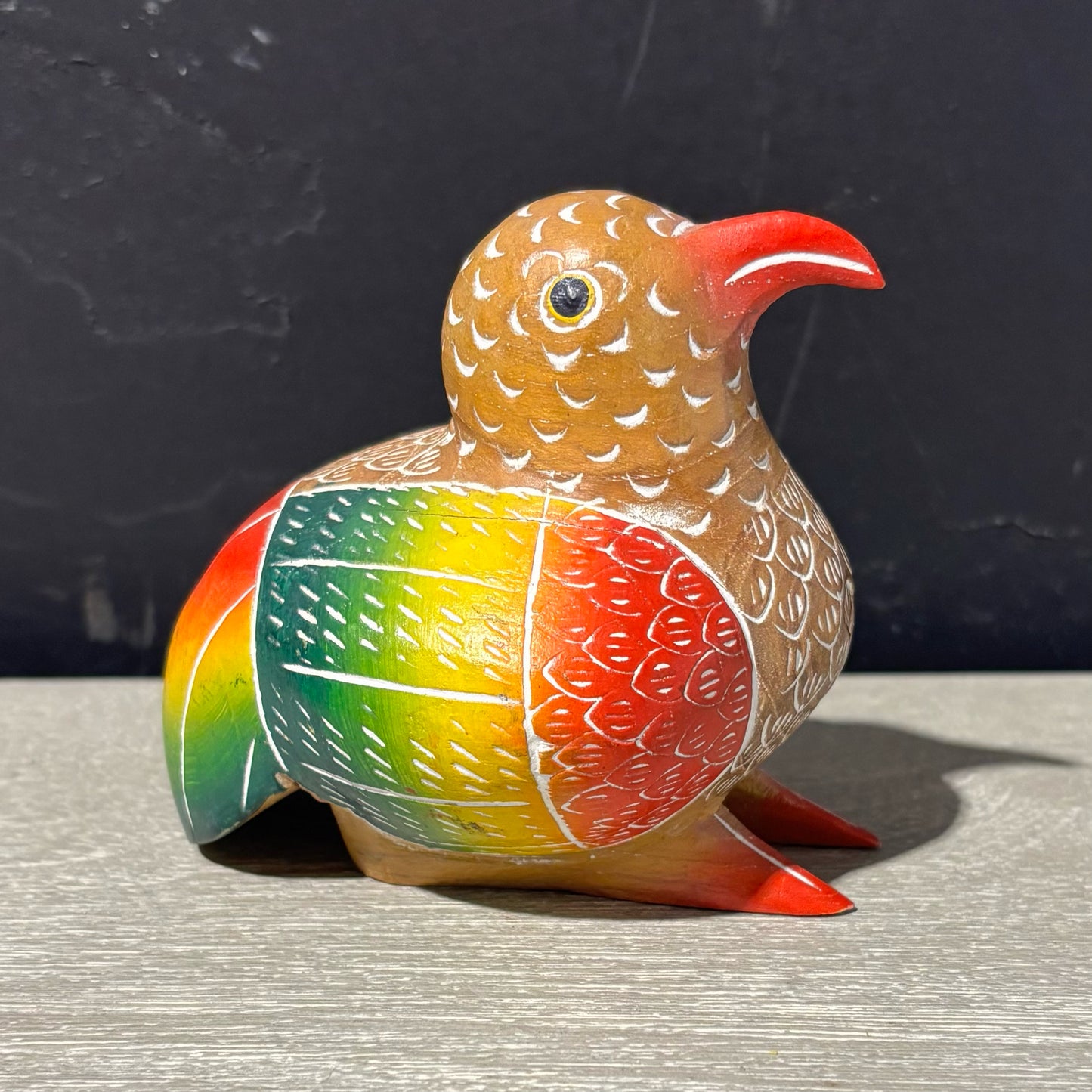 Colorful Wooden Bird 4.5" W x 4" D x 4" H