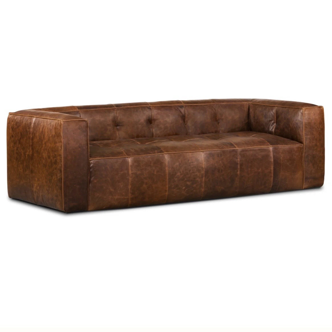 Poly & Bark Capa Sofa - Chocolate Brown Leather, 92" W x 38" D x 28" H