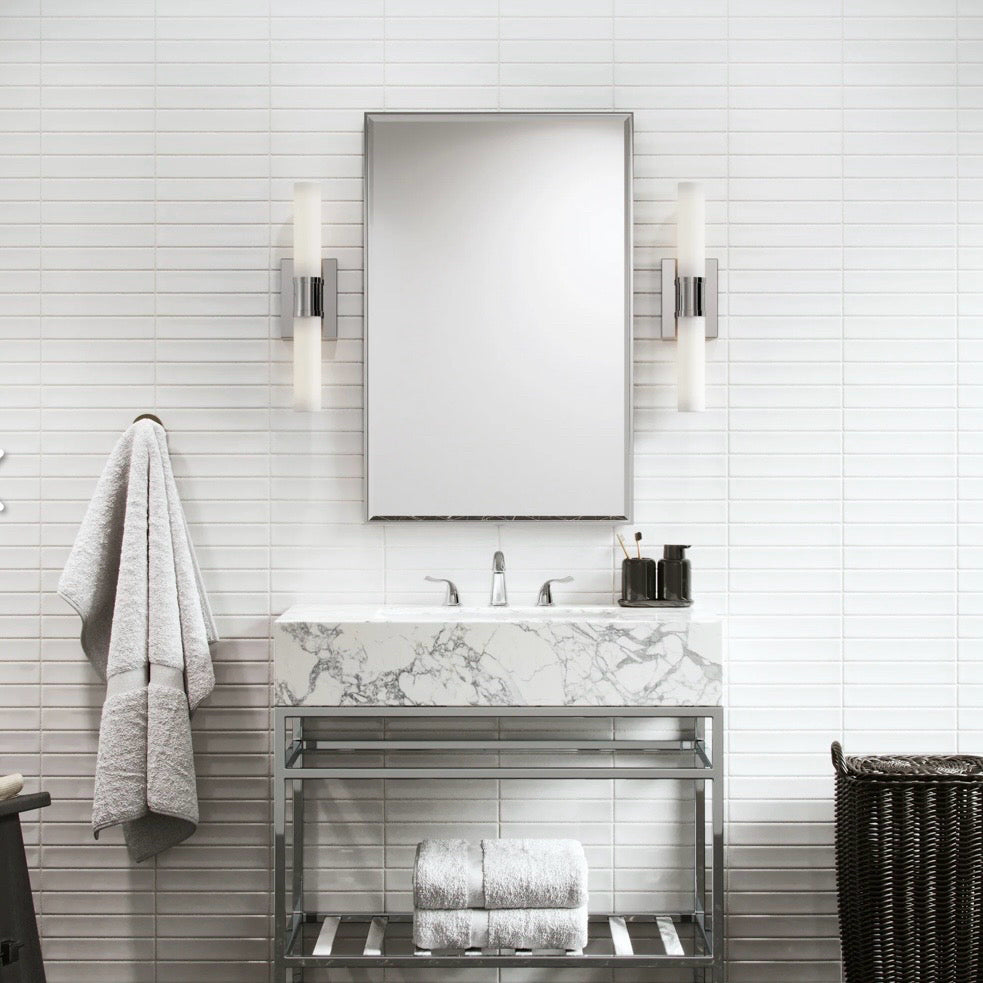 Keaton Bathroom Vanity Light, Chrome, 5" W x 3.6" D x 20" H