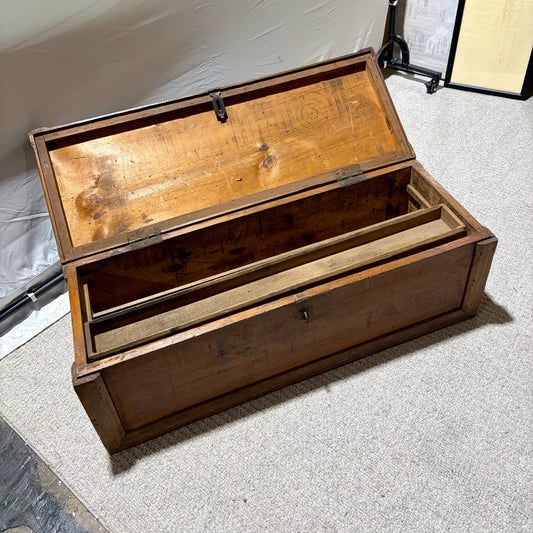Antique Wood Tool Chest/ Carpenters' Trunk, 38"W x 13.75"D x 13.75"H