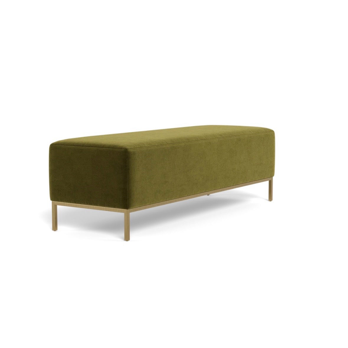Miller Bench, Green Performance Velvet & Matte Brass, 60" L x 20" W x 18.75" H