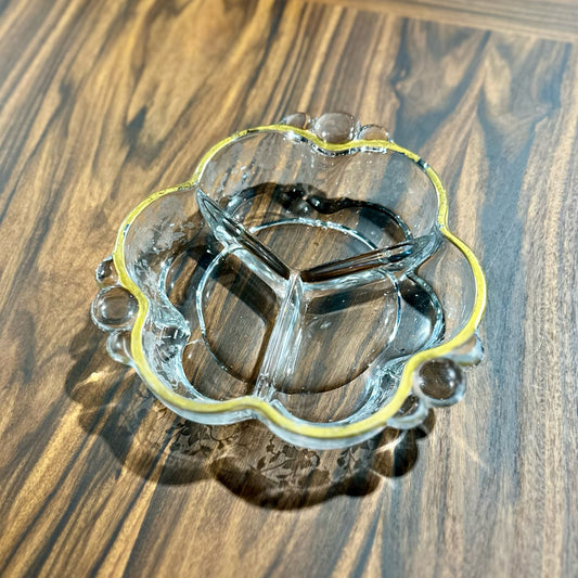 Canterbury 3-Part Divided Glass Dish, Duncan Miller, 7.5" Dia