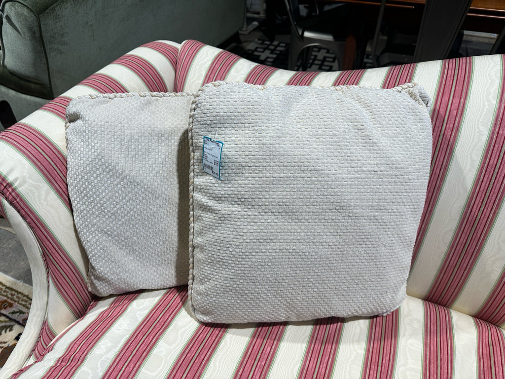PAIR of ivory fringe accent pillows