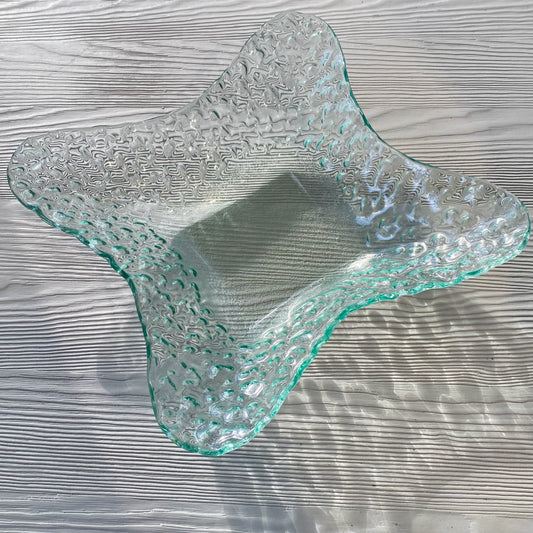 Recycled Glass Star Bowl, 11"W x 11"D x 2.6"H