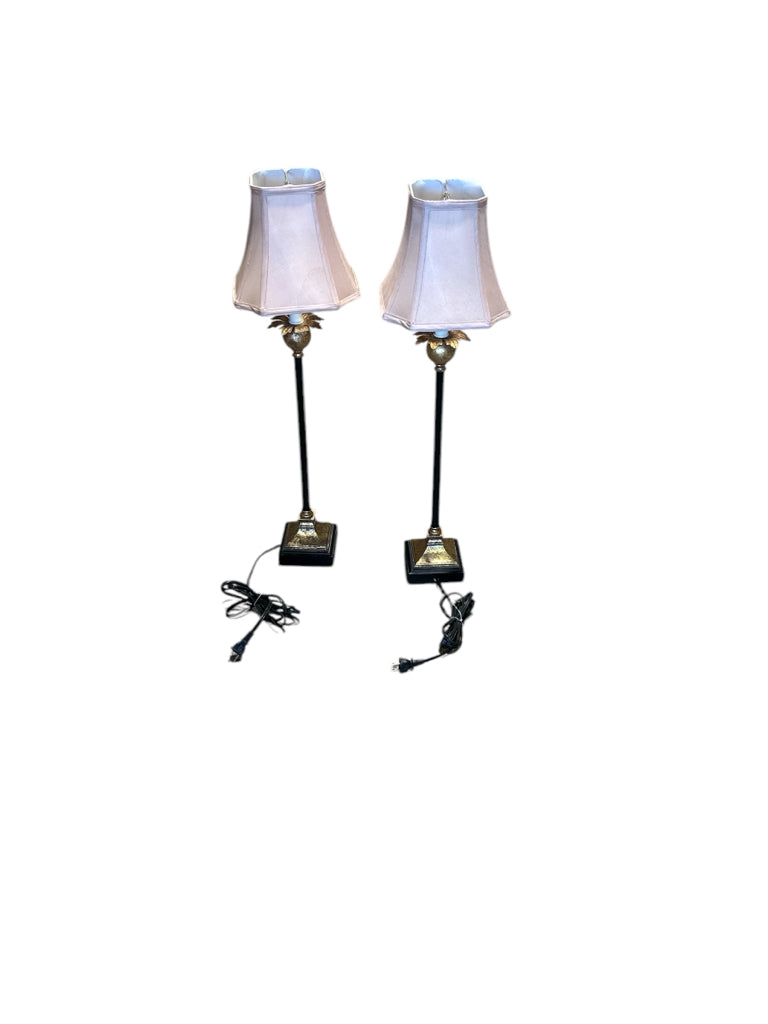 Blk/gold column lamp 28"H
