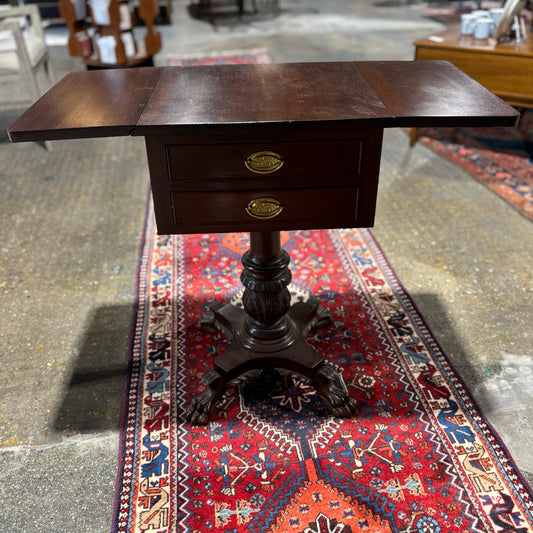 Antique Mahogany Drop Leaf Side Table 34.75" W x 16.75" D x 29" H