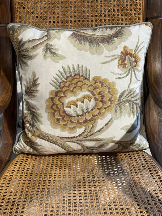 Botanical pillow, neutrals, down filled, 20" X 20"