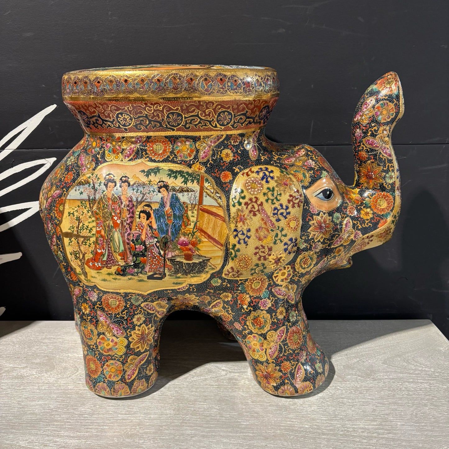 Satsuma Style Elephant Garden Stool 23" L x 9" W x 18" H