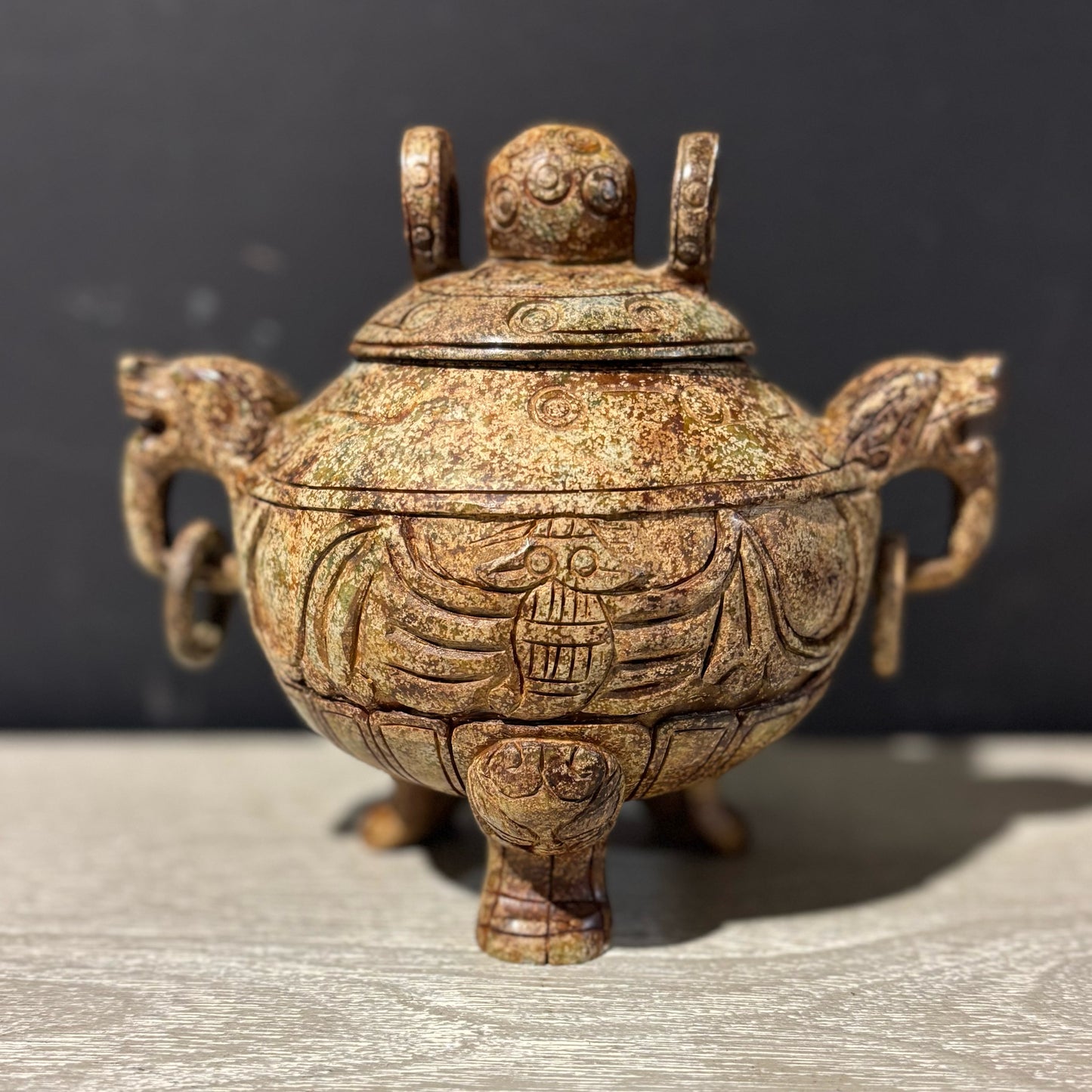 Chinese Tripod Stone Incense Burner 7" L x 5" W x 6.5" H