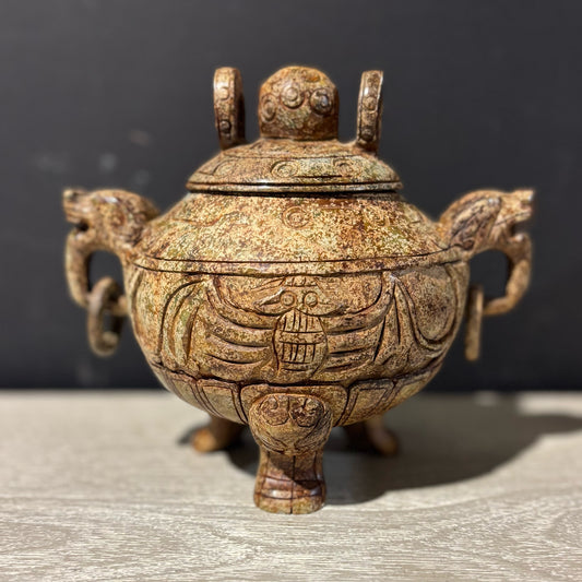 Chinese Tripod Stone Incense Burner 7" L x 5" W x 6.5" H