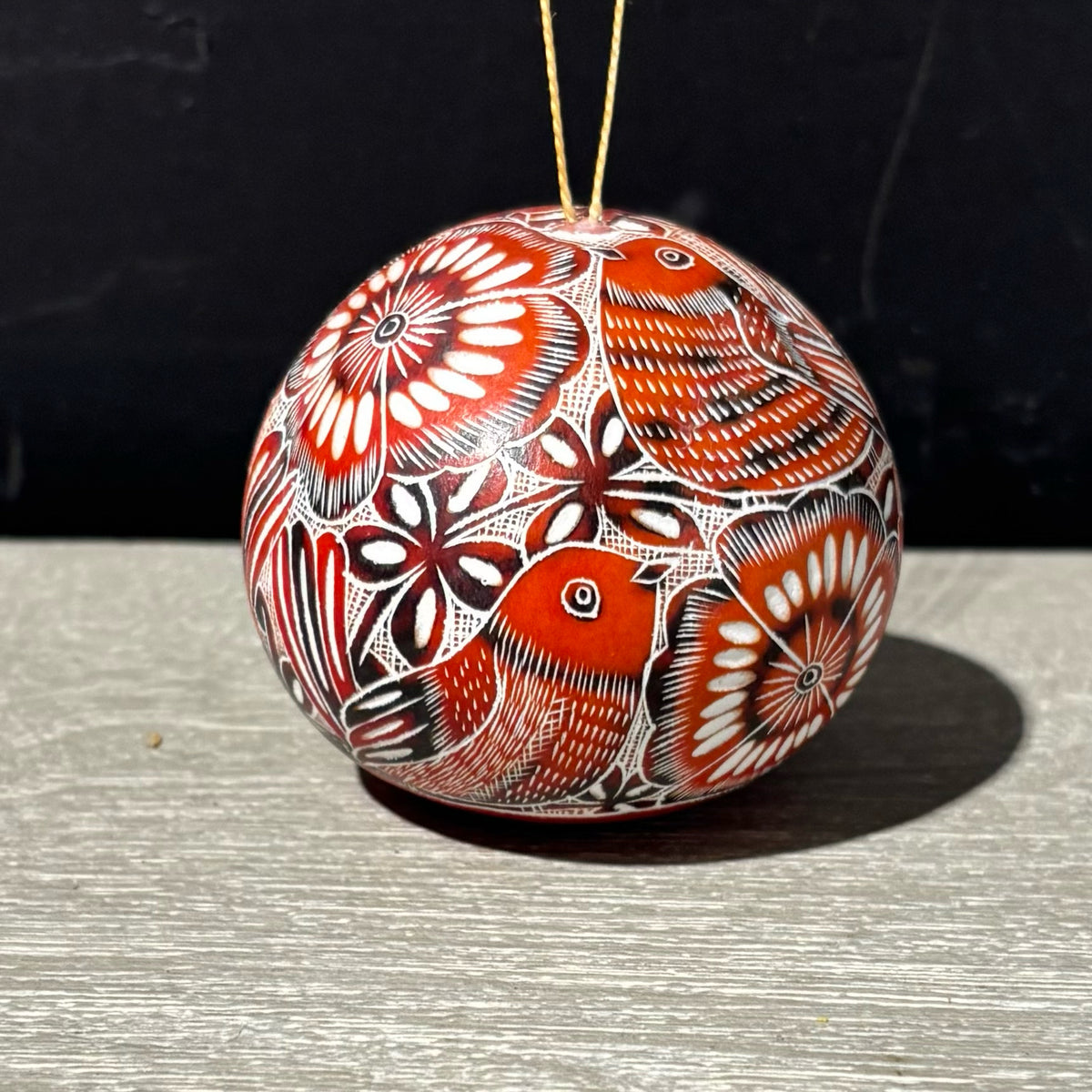 Red Gourd Ornament 9" D x 3" H