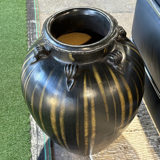 Large Urn planter, black/gold, 18"W x 18"D x 22"H
