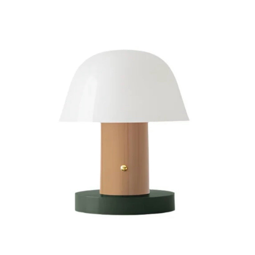 Setago Portable Table Lamp, Nude / Forest, 9.1"Dia x 8.7"H