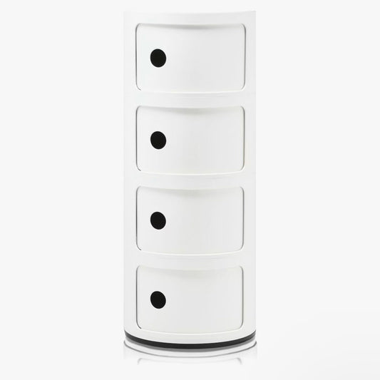 Componibili Round Storage, White Glossy,  12.6" Dia x 30.4"
