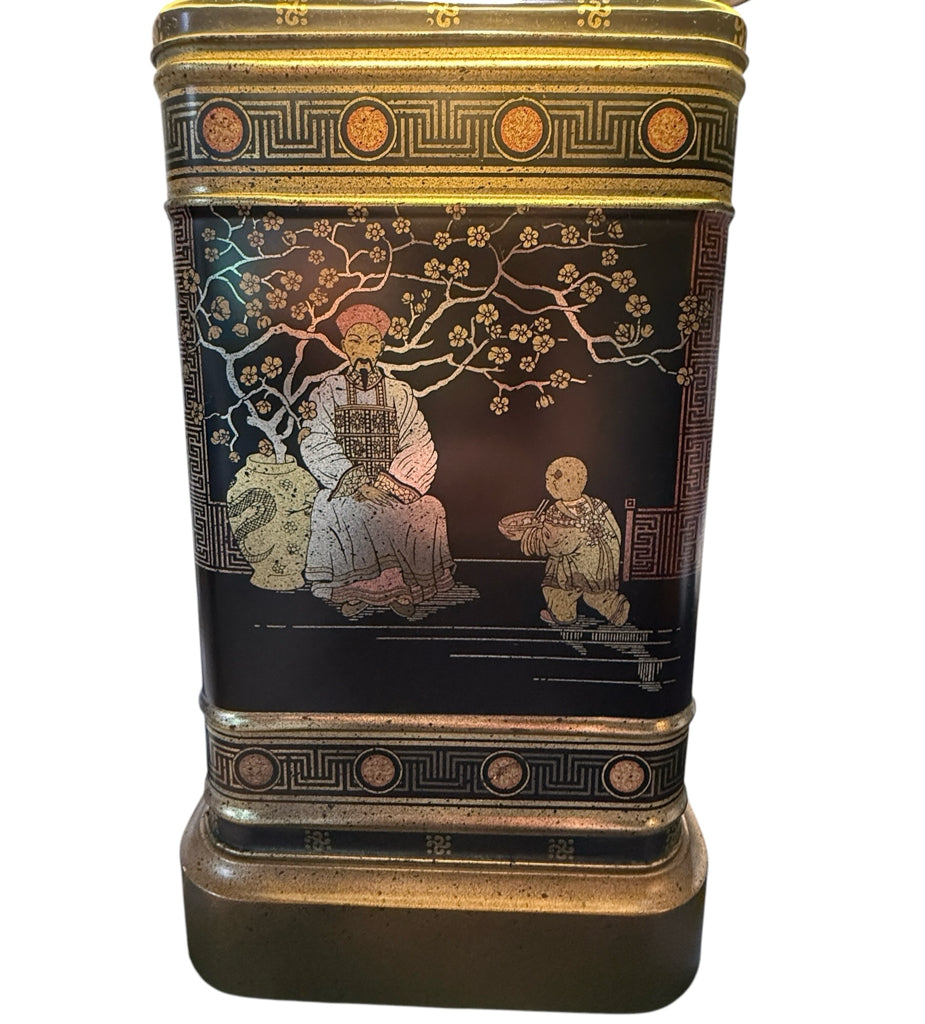 PAIR of VTG Frederick Cooper Chinoiserie Tea Tin lamps, 14"W x 14"D x 24"H