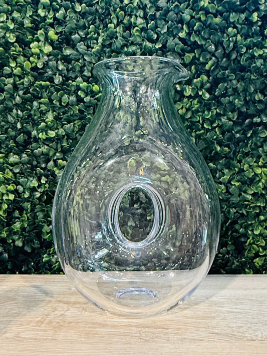 VTG crystal donut hole carafe, 9.5"H x 6.5"W x 2"D