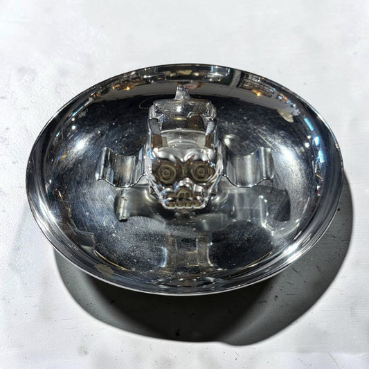 VTG Mack Truck Bulldog Chrome Cigar Ash Tray, 7.5"Dia x 4.5"H