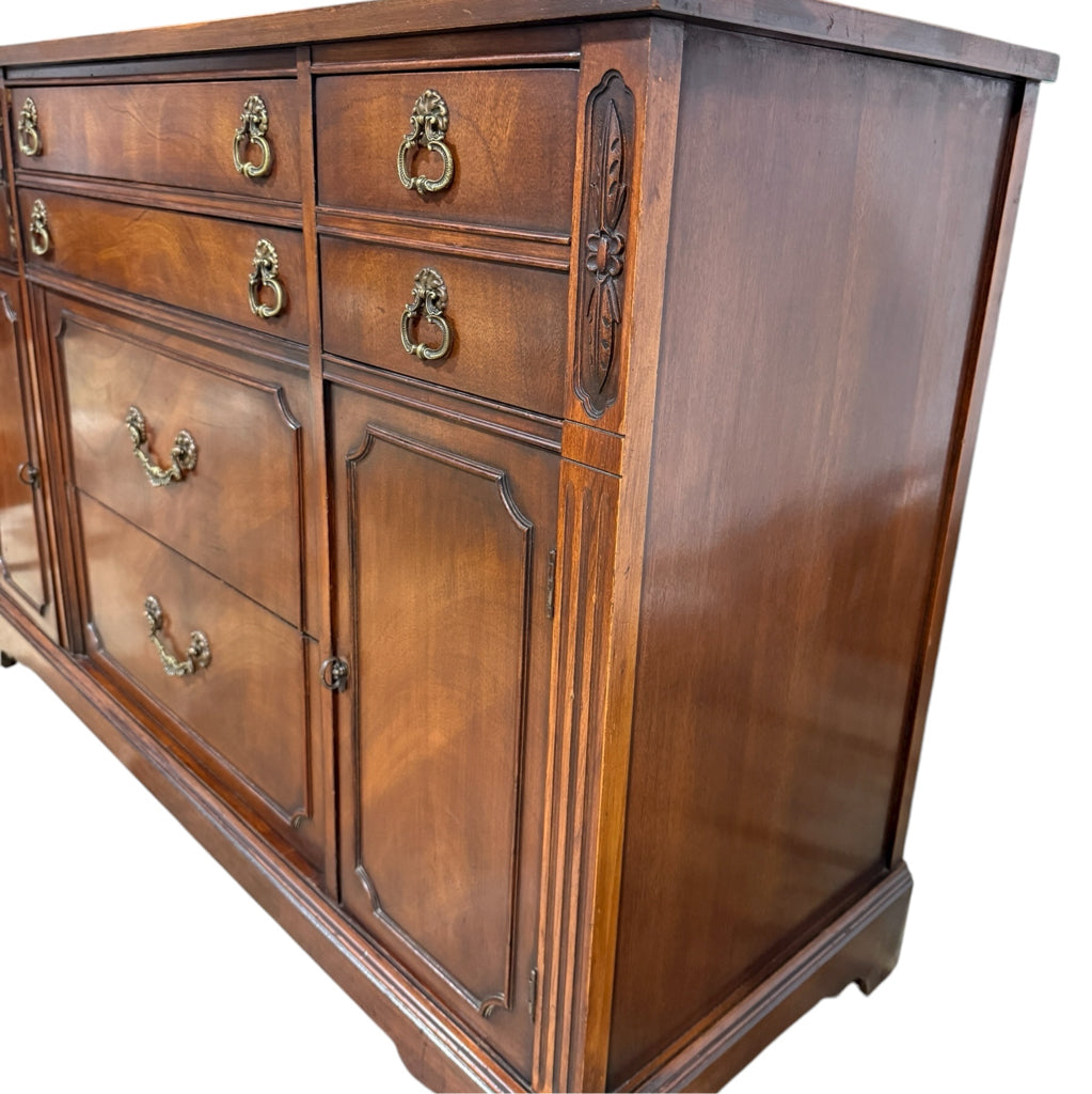 1940s sideboard, felt lined drawer, storage, 57"W x 20"D x 28"H