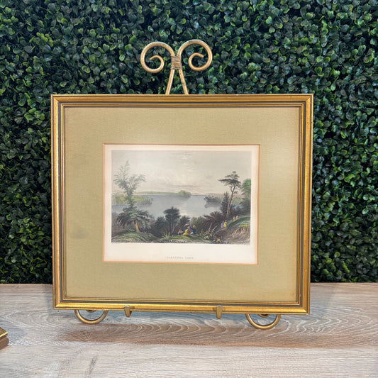Antique Print Engraving "Saratoga Lake" 12.25W" x 10.75H"