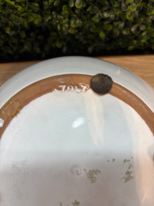 Tuscan Terracotta Planter w/White Glaze, 6.25"H x 9"Dia